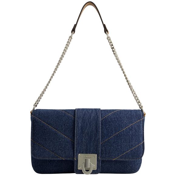 Shoulder Bag Purse, Mini Handbag With Chain Strap, Dark Denim :< - Picture 1 of 7